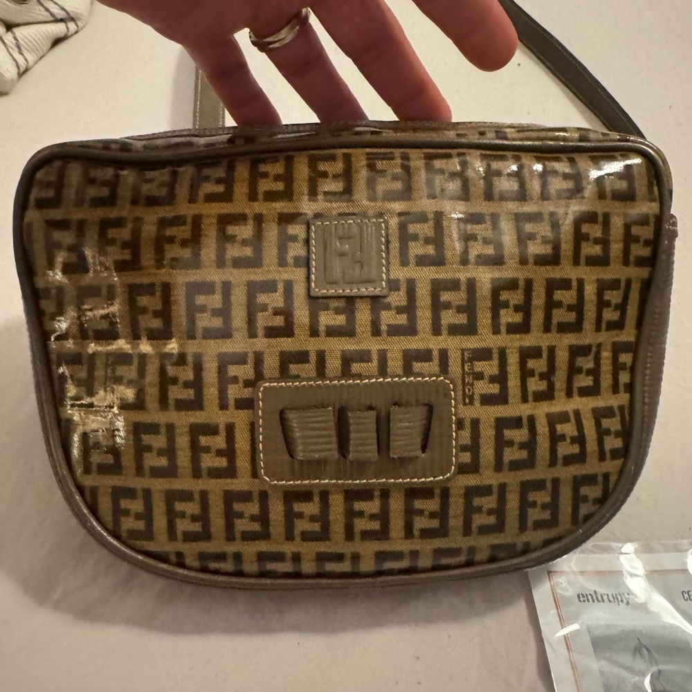 Fendi Brown and Tan Monogram Crossbody Bag